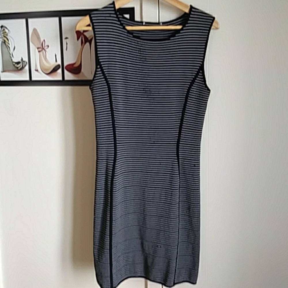 Spandex black & white stripes dress